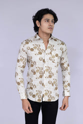 Hexagon printed ocher shirt
